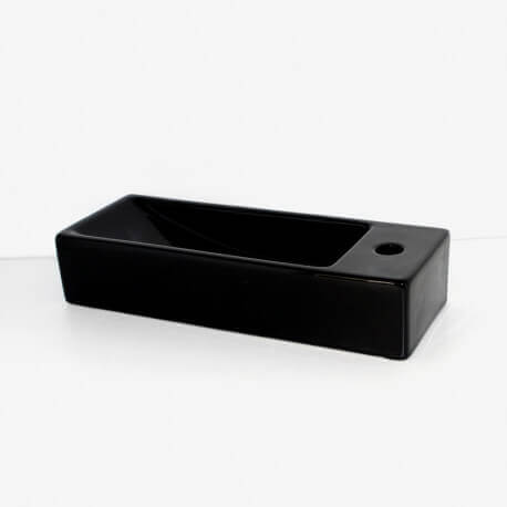 Rectangular hand wash Right space gain - Ceramic Black - 38x15 cm - Minimalist