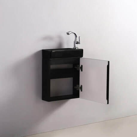 Mobiletto lavamani - Nero - Scuro - 38x14 cm - Minimalista