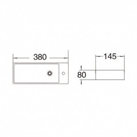 Lavado de mano rectangular Ganancia del espacio derecho - Cerámica Negro - 38x15 cm - Minimalista