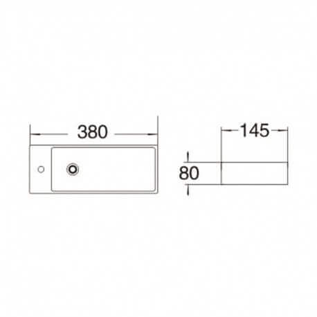 Hand wash Rectangular Space gain Left - Ceramic Black - 38x15 cm - Minimalist