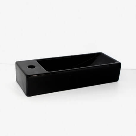 Lavaggio a mano rettangolare A sinistra - Ceramic Black - 38x15 cm - Minimalist