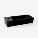 Handwäsche Rechteckig Distanzgewinn links - Ceramic Black - 38x15 cm - Minimalist