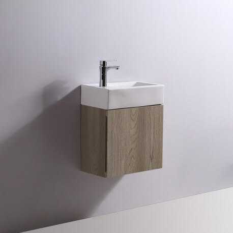 Armario de lavado de mano - Gris blanco y roble - Escandinavo - 45x24 cm - Estudio