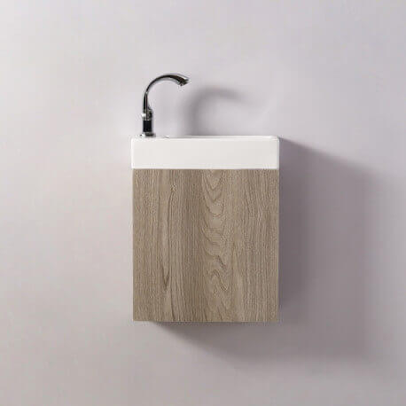 Mobile lavamani - Rovere grigio - Scandinavo - 38x14 cm - Minimalista |Via del bagno