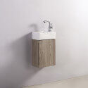 Meuble Lave main - Blanc et Chêne Gris - Scandinave - 30x18 cm - Essento