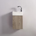 Meuble Lave main - Blanc et Chêne Gris - Scandinave - 30x18 cm - Essento