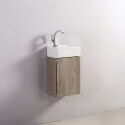 Meuble Lave main - Blanc et Chêne Gris - Scandinave - 30x18 cm - Essento