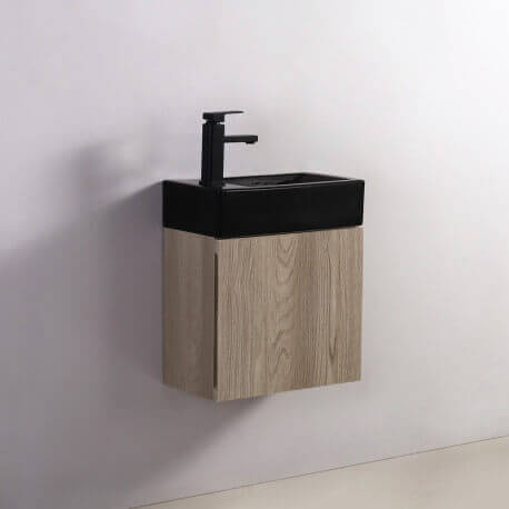 Meuble Lave main - Blanc et Chêne Gris - Scandinave - 45x24 cm - Studio