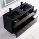 Recessable double ceramic washbasin black glossy 120 cm Dark