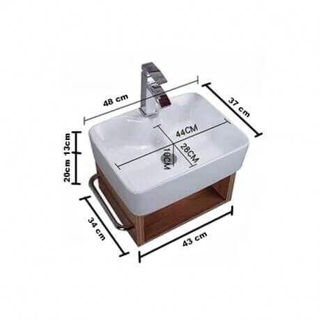 Ensemble Petit Meuble de Salle de Bain - Bois - 48x37 cm - Evoc | Rue du Bain