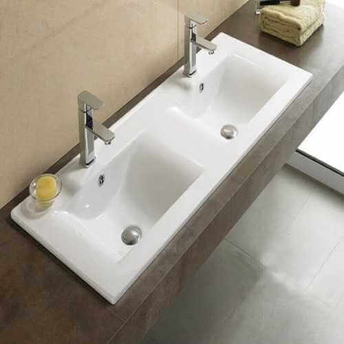 Blanco cerámica integrada en jarrón - 121x47 cm - Ciudad