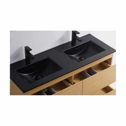 Lavabo da incasso doppio lavabo in ceramica nero lucido 120 cm Dark |Via del bagno