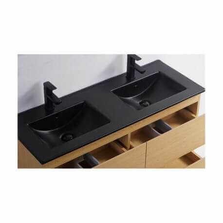 Lavabo da incasso doppio lavabo in ceramica nero lucido 120 cm Dark |Via del bagno