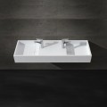 Doppio lavabo rettangolare pendente - Solido superficie opaca bianca - 121x40 cm - Gemelli