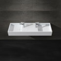 Doppio lavabo rettangolare pendente - Solido superficie opaca bianca - 121x40 cm - Gemelli