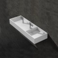 Double washbasin rectangular hanging basin - Solid surface matt white - 121x40 cm - Twins