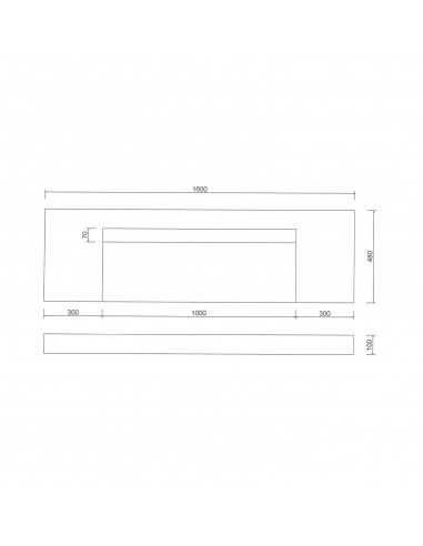 Lavabo suspendu rectangulaire - Solid surface Blanc mat - 160x48 cm - X-Large