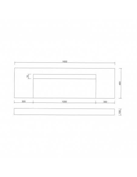 Lavabo suspendu rectangulaire - Solid surface Blanc mat - 160x48 cm - X-Large