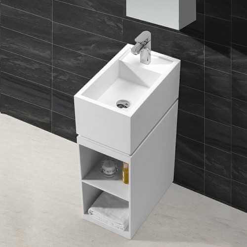 Mobile con lavabo - Solid surface Bianco opaco - 50x30 cm - Terra