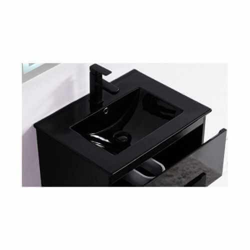 Black ceramic recessed vase - 61x47 cm - Dark