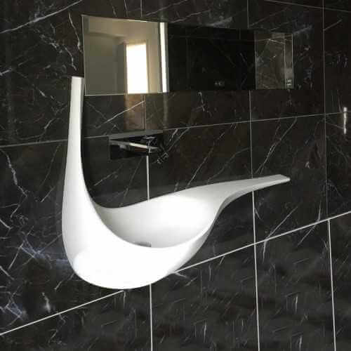 Gran diseño de lavabo sostenido - Mat blanco de superficie sólida - 120x40 cm- Virgulate