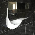 Großes Design-Wandwaschbecken - Solid Surface Mattweiß - 120x40 cm - Virgule