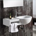 Lavaggio a mano con porta asciugamano rettangolare - 63x29cm - ceramica bianca - Atena