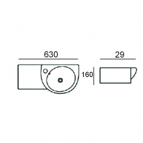 Lave main avec porte serviette rectangulaire - 63x29cm - céramique blanche - Atena | Rue du Bain