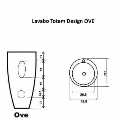 Totem de lavabo Ronda - Cerámica Negro mate - 50x85 cm - Ove