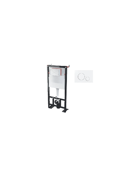 Pack Bati Porta WC universale BF 101 + piastra di controllo del cerchio bianco per telaio BF 101