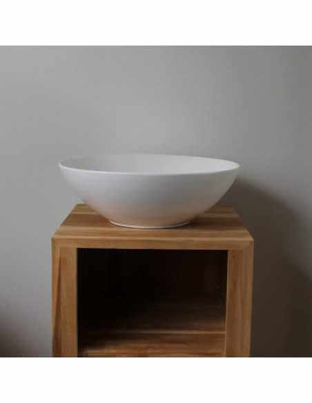 Runder Poser Vasque - Weiße Matte Keramik - 41 cm - Casual