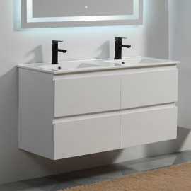 Mobile bagno 4 cassetti Bianco Doppio lavabo - 120x46 cm - City
