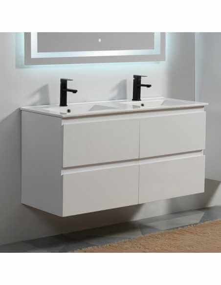 Mobile bagno 4 cassetti Bianco Doppio lavabo - 120x46 cm - City