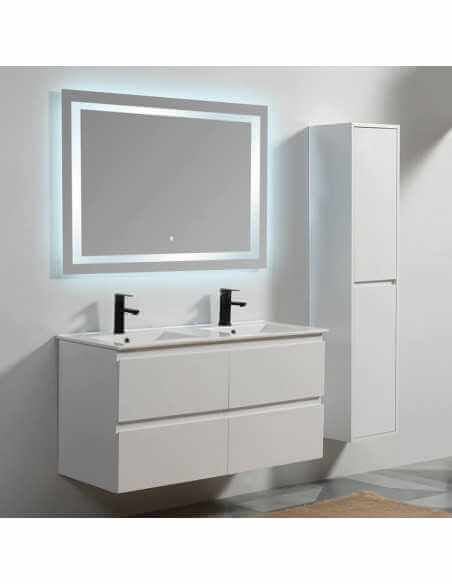 Meuble salle de bain 4 Tiroirs Blanc Double vasque - 120x46 cm - City
