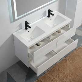 Muebles de baño 4 cajones Fregadero doble blanco - 120x46 cm - Ciudad 2