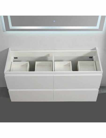 Mobile bagno 4 cassetti Bianco Doppio lavabo - 120x46 cm - City