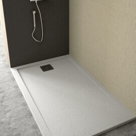 Extra flat shower tray - Solid surface White - Extraligt |Rue du Bain 2
