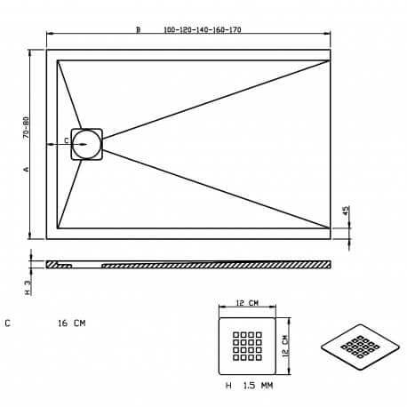 Receptor de ducha extra plana - Antracita de superficie sólida - Extraligt
