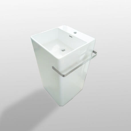 Totem quadrato Lavabo con porta asciugamani in ceramica bianca Alto+