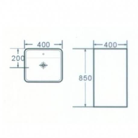 Totem quadrato Lavabo con porta asciugamani in ceramica bianca Alto+