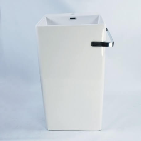 Totem quadrato Lavabo con porta asciugamani in ceramica bianca Alto+