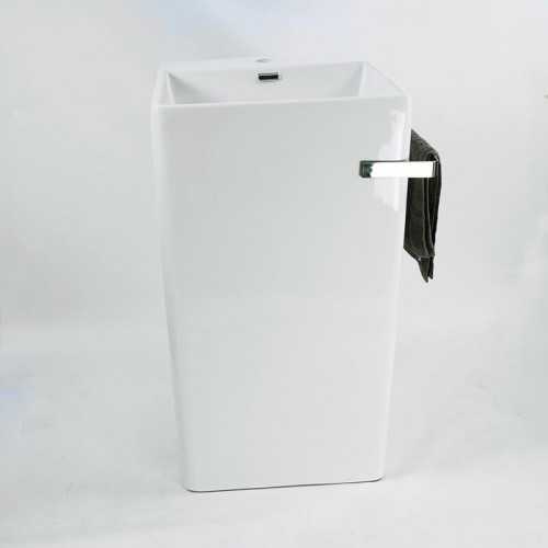 Totem cuadrado Lavabo con toalla de cerámica blanca Alto+