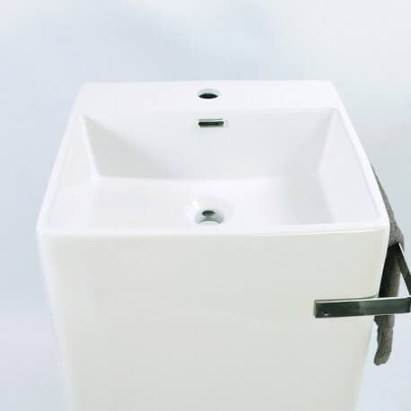 Totem quadrato Lavabo con porta asciugamani in ceramica bianca Alto+