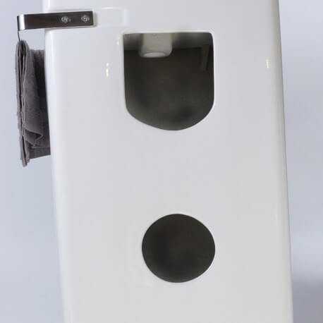 Totem quadrato Lavabo con porta asciugamani in ceramica bianca Alto+