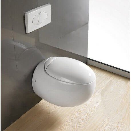 WC de huevo sostenido - Con Slasher - Cerámica blanca - 59x41 cm - Ove