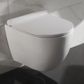 WC Oval suspendido - Cerámica blanca - con risa - Sin novia - 49x36 cm - Cort