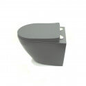 WC Supended Oval - Mit Slaughter - Matt schwarz Keramik - Ohne Braut - 48x37 cm - Kort