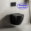 WC Oval sospechoso - con risa - Cerámica Negra brillante - Sin novia - 49x36 cm - Cort