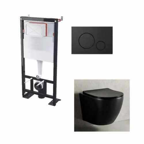 WC Conjunto Colgante Negro Cort Shiny-Black Plate Circle y Soporte Universal BF 101