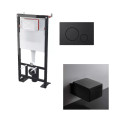 Wohnhaus Hängende Toilette Kube schwarz glänzend + schwarze Platte